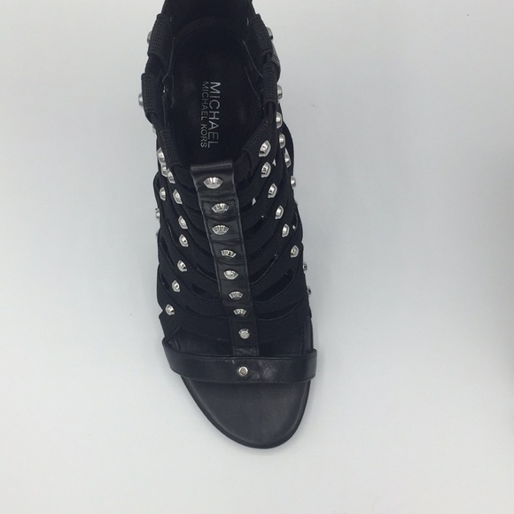 MK Michael Kors Black Shoes Sherry Studded Heels - Picture 6 of 7